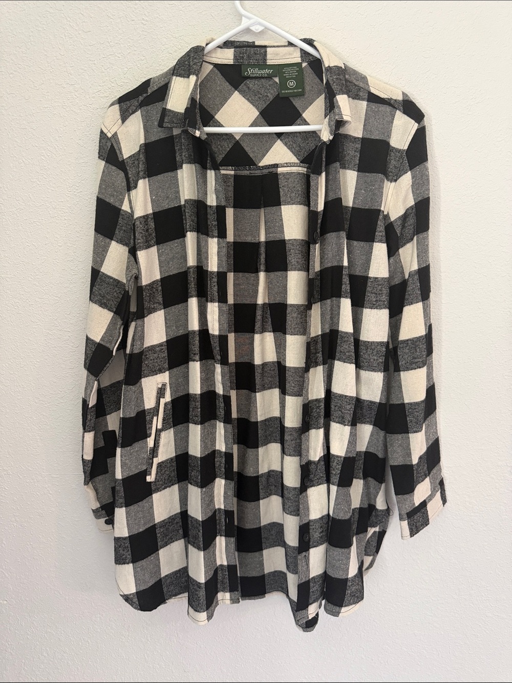 Silhouette Black & White Buffalo Check Open-Front Shirt Jacket